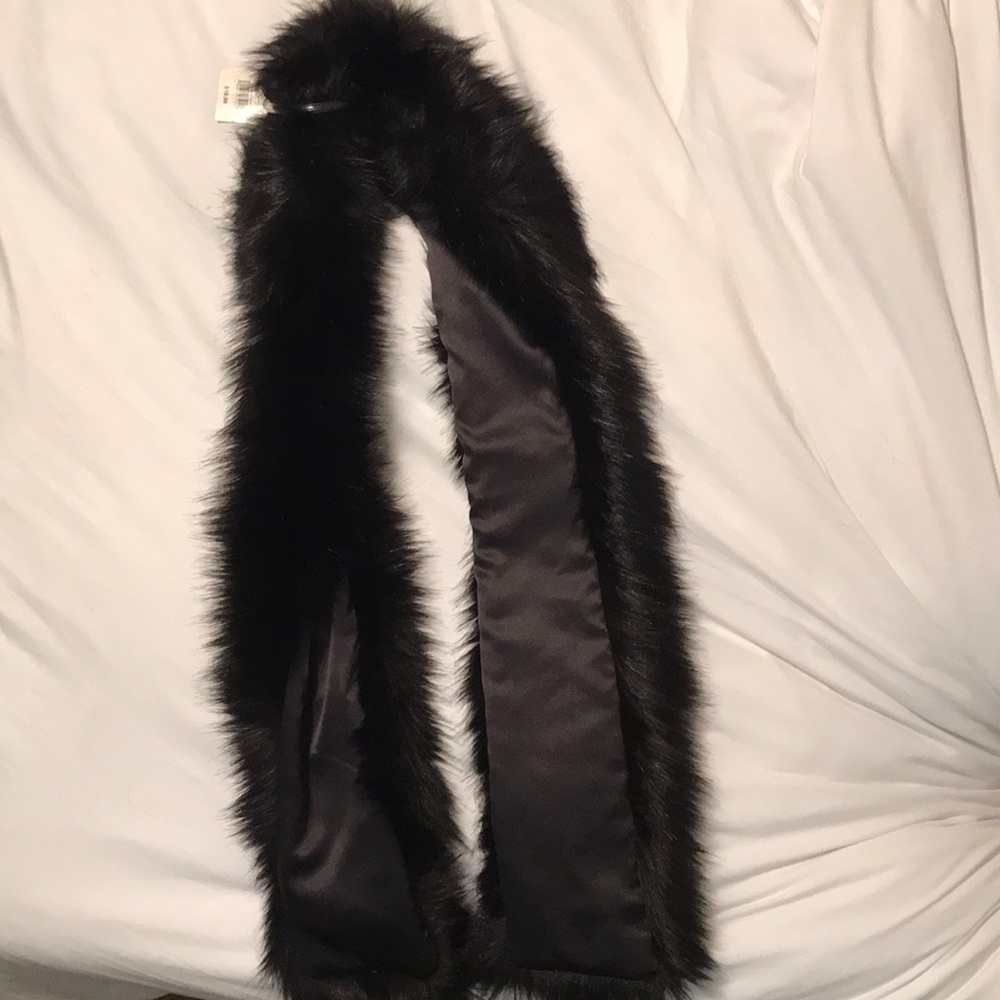 Faux fur and satin scarf